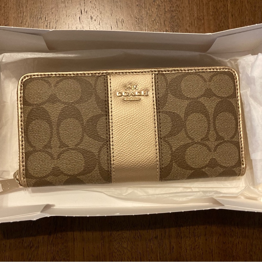 Coach Zip Around Logo Wallet